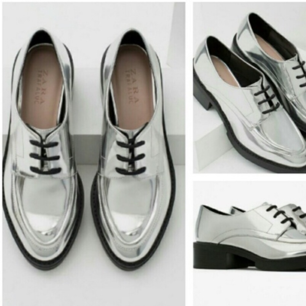 Zara silver retro loafer oxford
